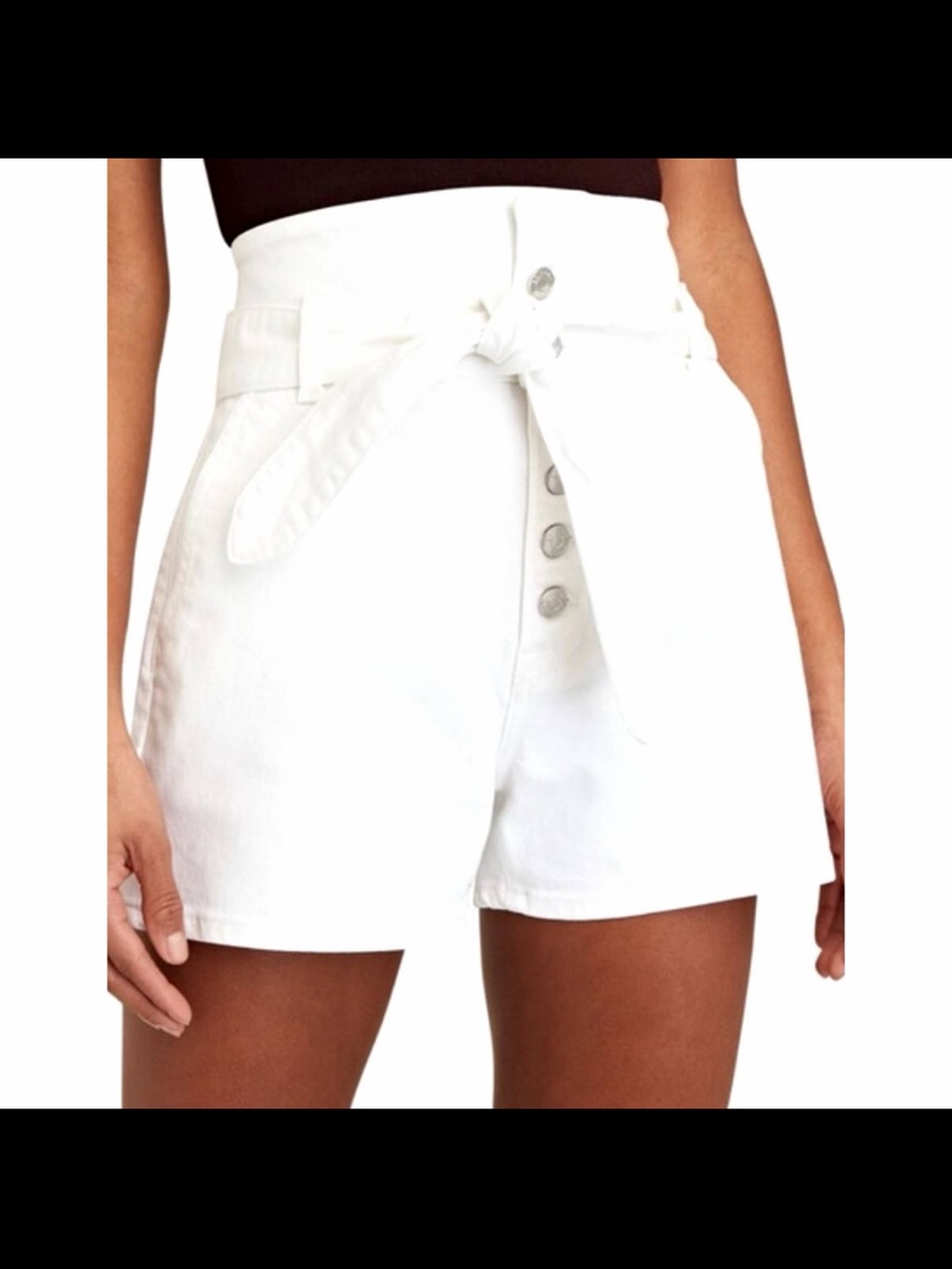 GRLFRND 'The Brynn' 
High-Waist White Women's Shorts with Self Tie Belt